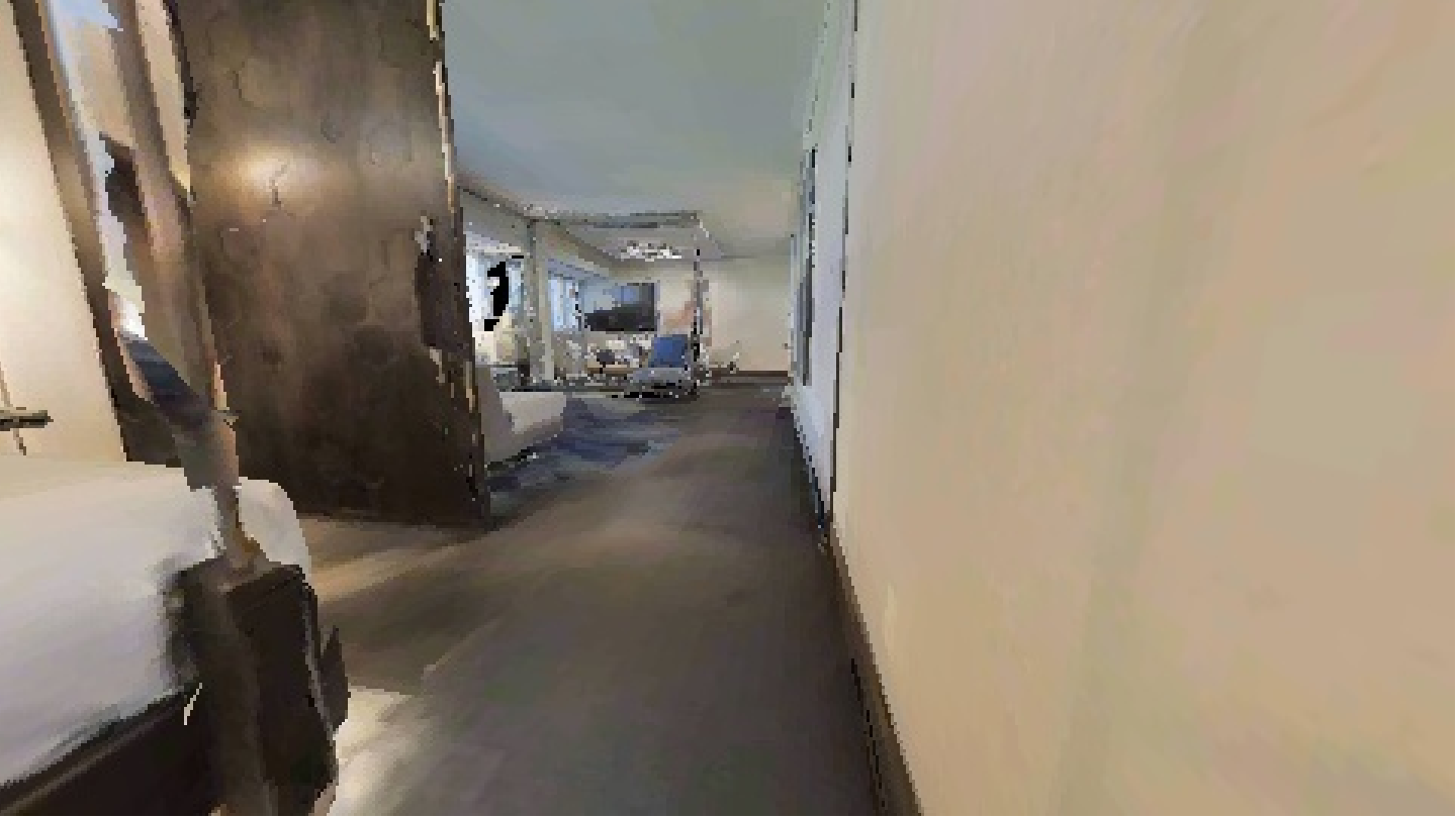 Simulated indoor RGB observation used to label an affordance point